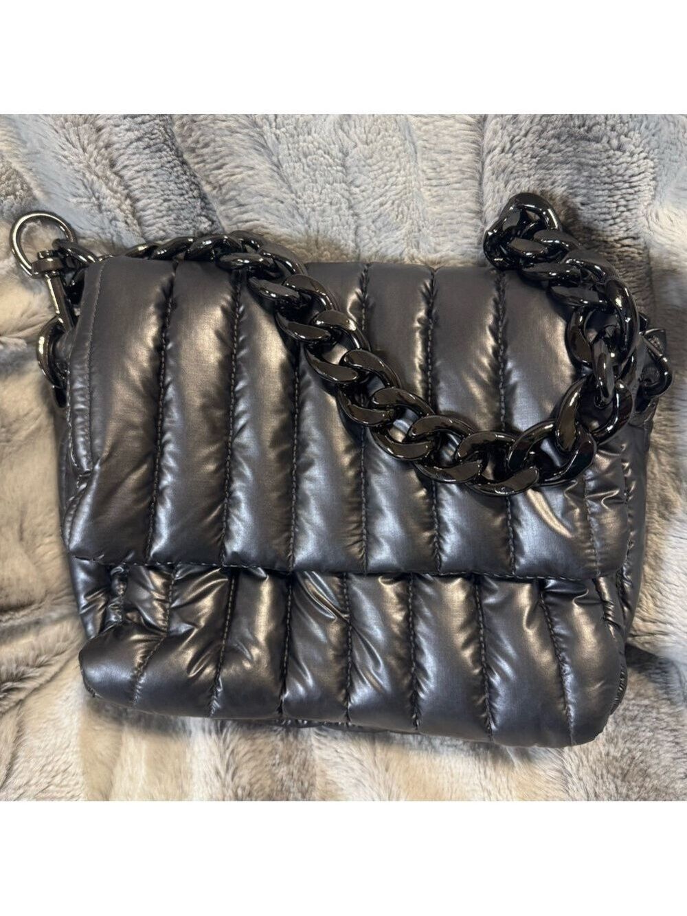 Think Royln - Puffer Gunmetal Shoulder Bag - EUC